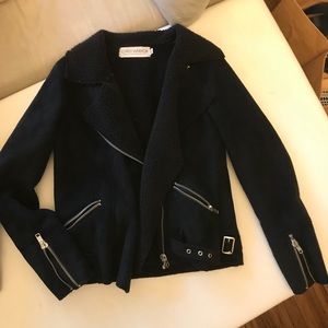 Black Suede Sherpa Gypsy Warrior Coat